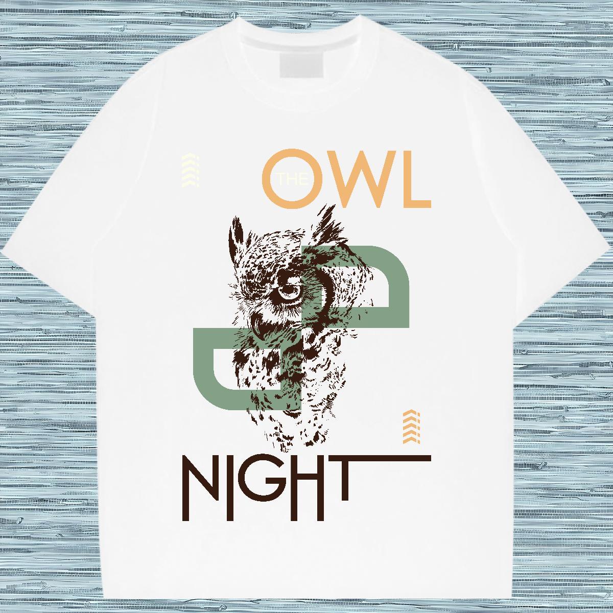 Men T Shirts 230g Pure Cotton Owl Hip Hop Street O-Neck Short Sleeve Customized Men Tshirts Fashion Design Loose Tops