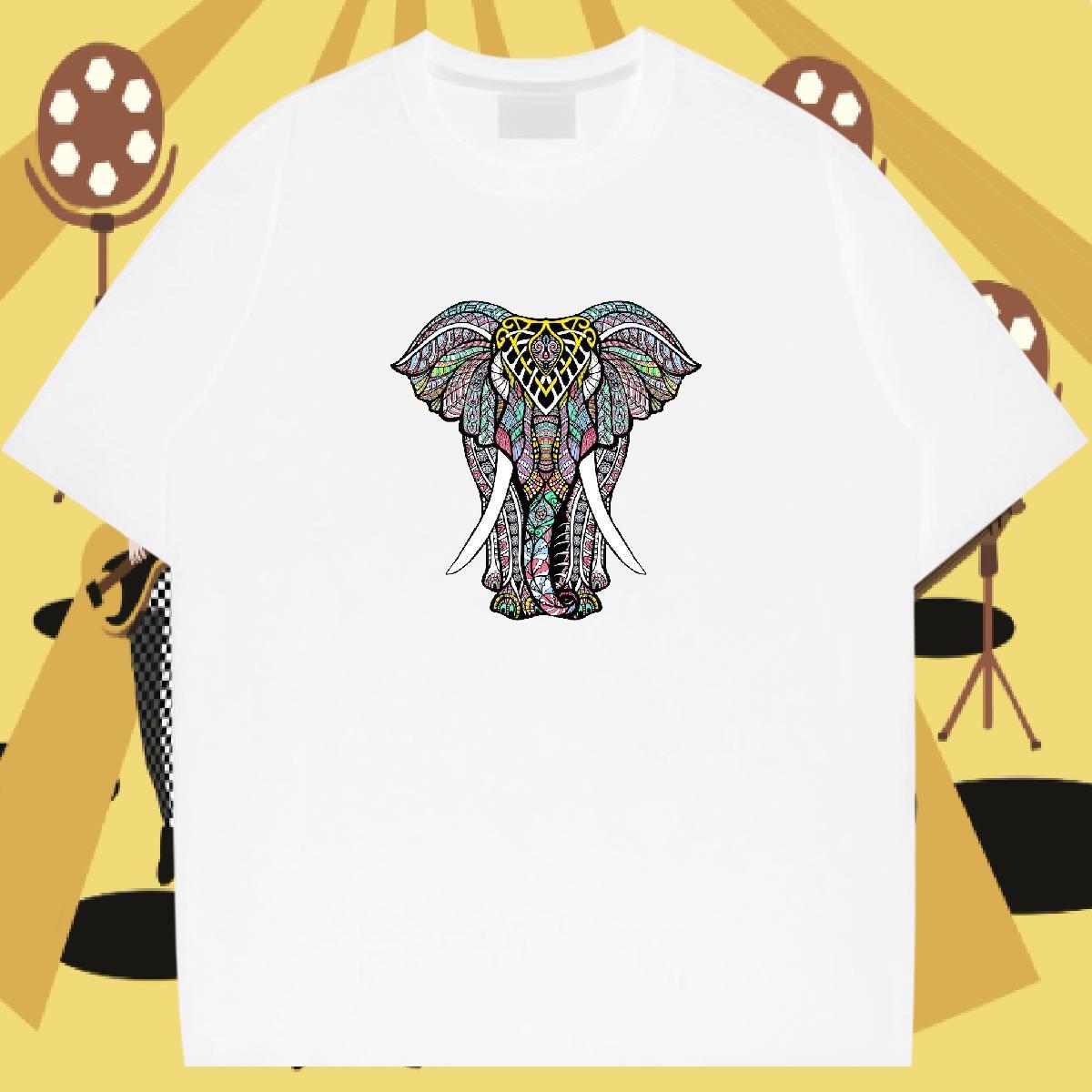 Free Shipping Mens T Shirts 230g 100% Cotton Elephant Summer Casual Polos Breathable Short Sleeve Loose Couples T Shirts Oversized 3XL 4XL