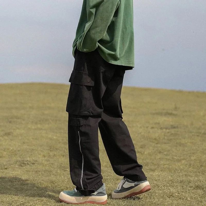 Baggy Regular Fit Cargo Pants for Men Y2k Long Casual Work Korean Style Emo Outdoor Slacks Camo Loose Slim Straight Trousers Man 240806