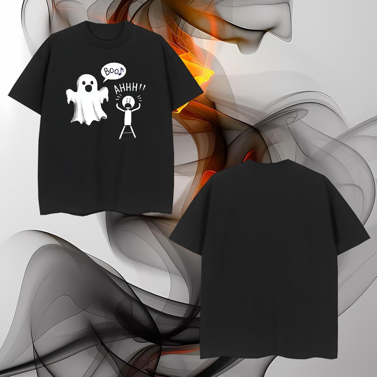 Loose Fit Men Clothes T-Shirt 230g 100% Cotton monster Man T Shirts Beach Breathable Crew Neck DIY Anime Fashion Casual Clothings