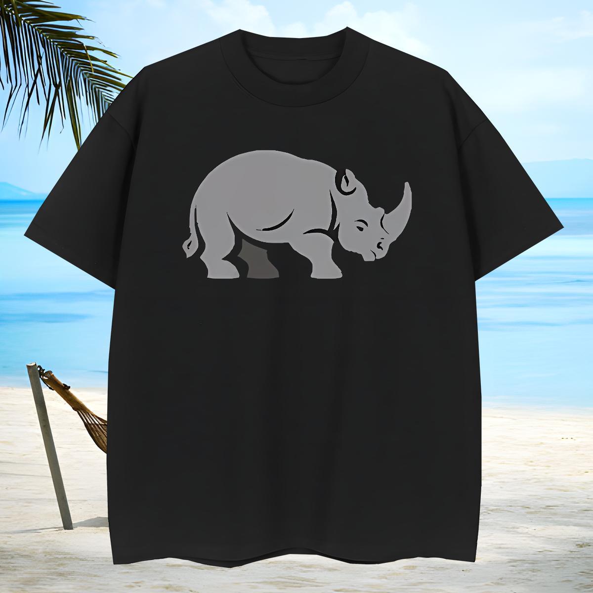 Cool Men Tees 100% Cotton 230g rhinoceros T Shirts Men Daily Wear Short Sleeve O-Neck Oversized 3XL 4XL Custom Tee Shirt