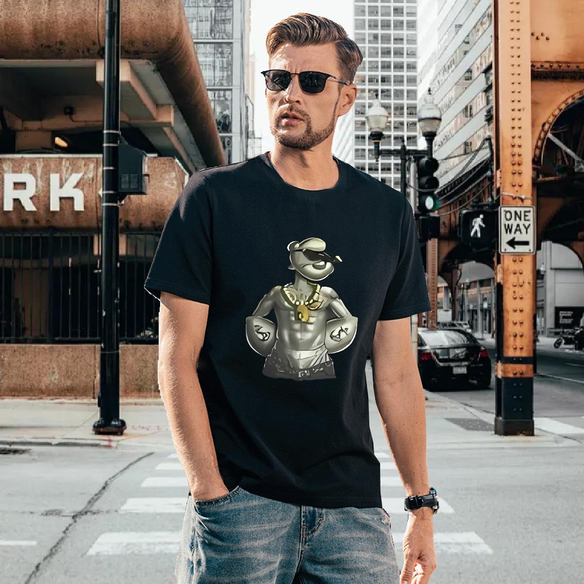 Men T Shirts 100% Cotton 230g Animated characters Outdoor Breathable Short Sleeve Asian Size Couples T Shirts Customized Popular Wear