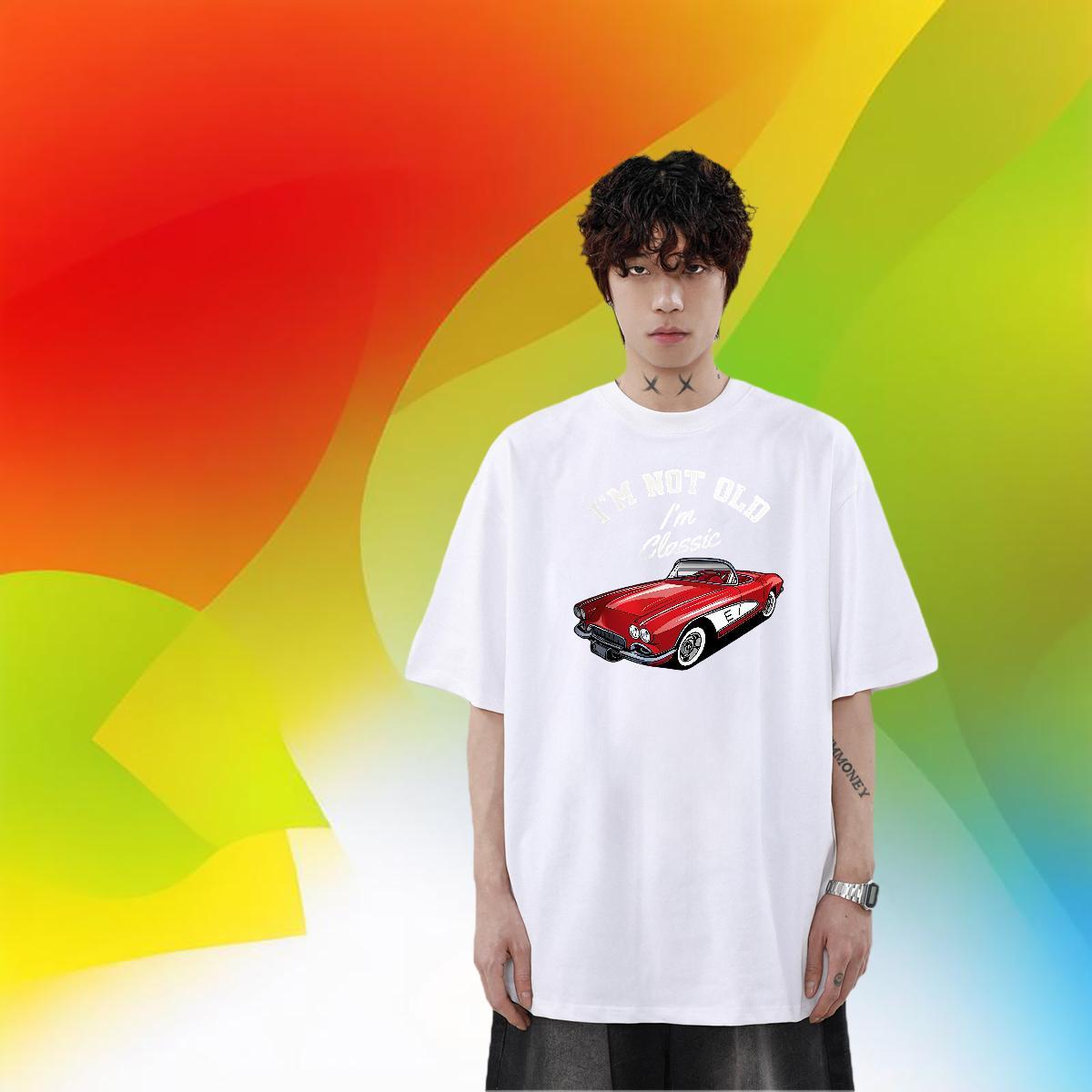 TOP Quality Men Clothes T-Shirt 100% Cotton 230g Street Wear car Custom Printing Breathable Crew Neck Fashion T-Shirts for Men Tees Shirts