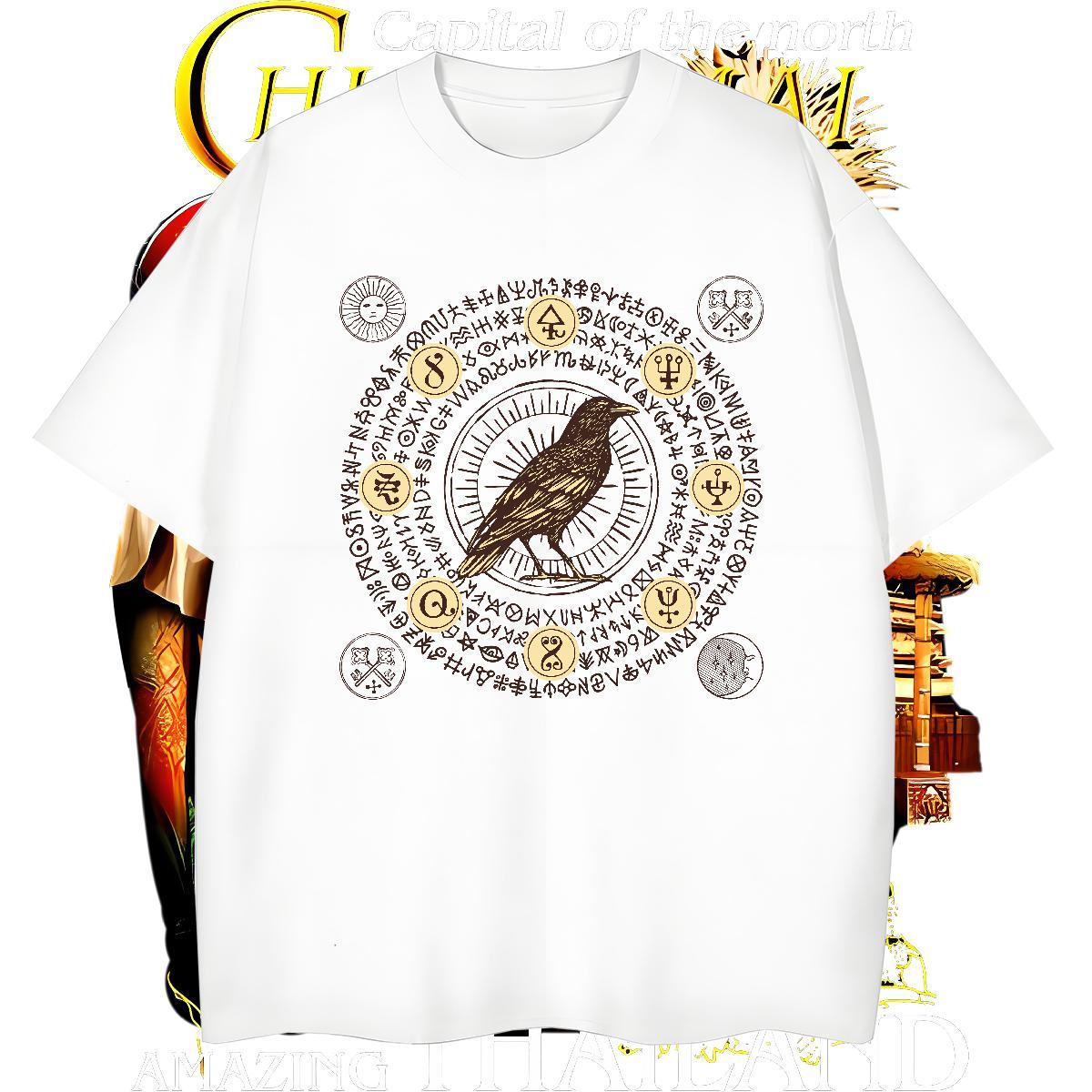 Popular Men Tops Tees 230g Cotton bird T shirt Street Wear O Neck Short Sleeves DIY Printed New Designer Top Tees