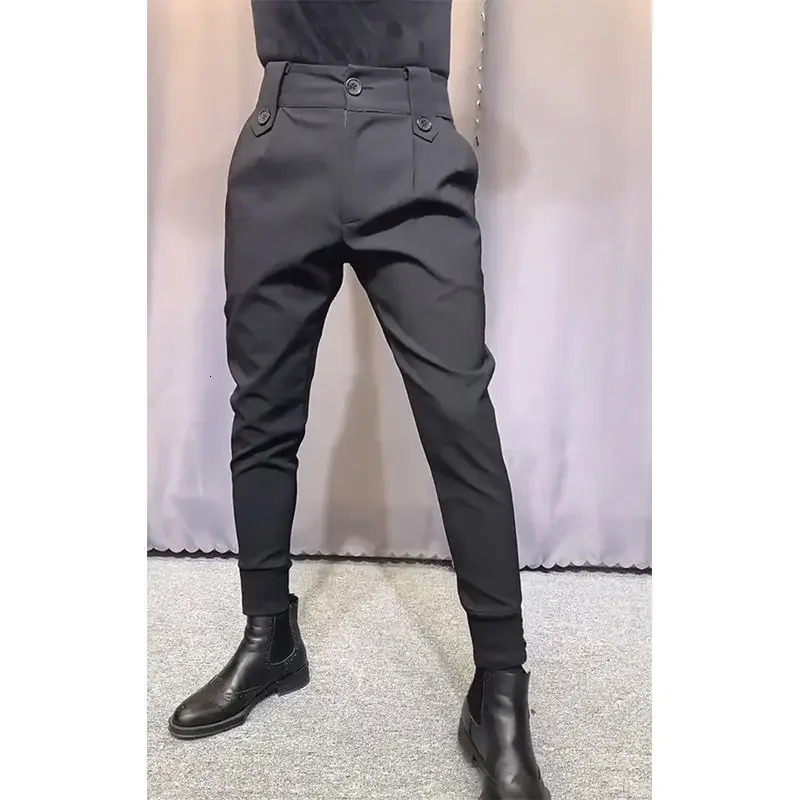 SpringSummer Mens Set Pants Fashion Casual Business Ultra Thin Fit Ankle Length Office Clothes Dress F51 240816