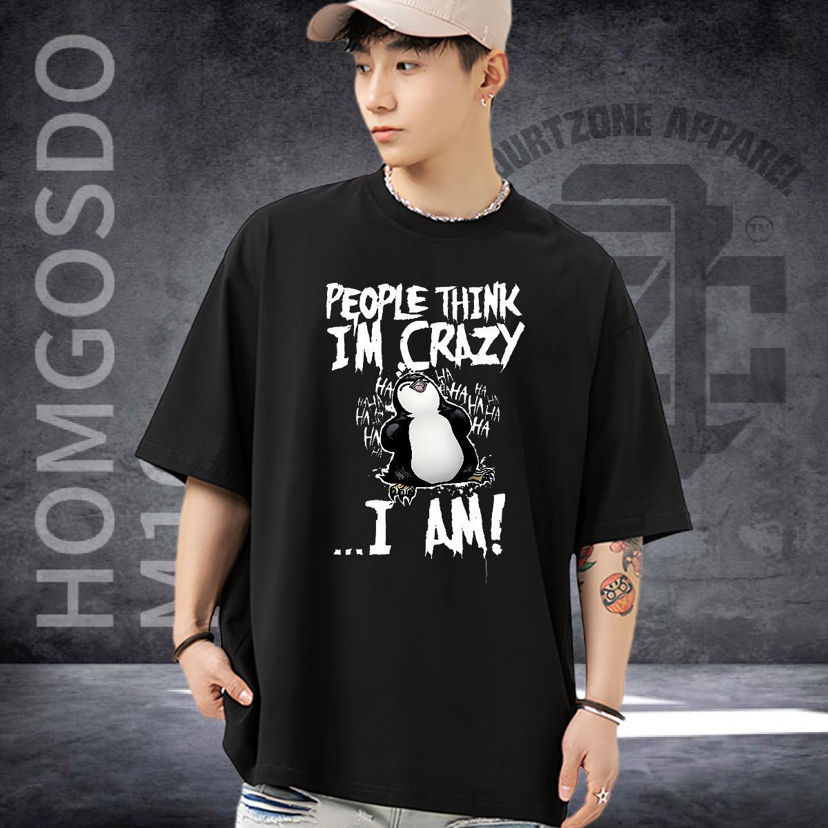 Wholesale T Shirts Men 230g Pure Cotton penguin Daily Wear Tops Shirt Breathable Crew Neck Free Shipping Couples T Shirts White Plus Size