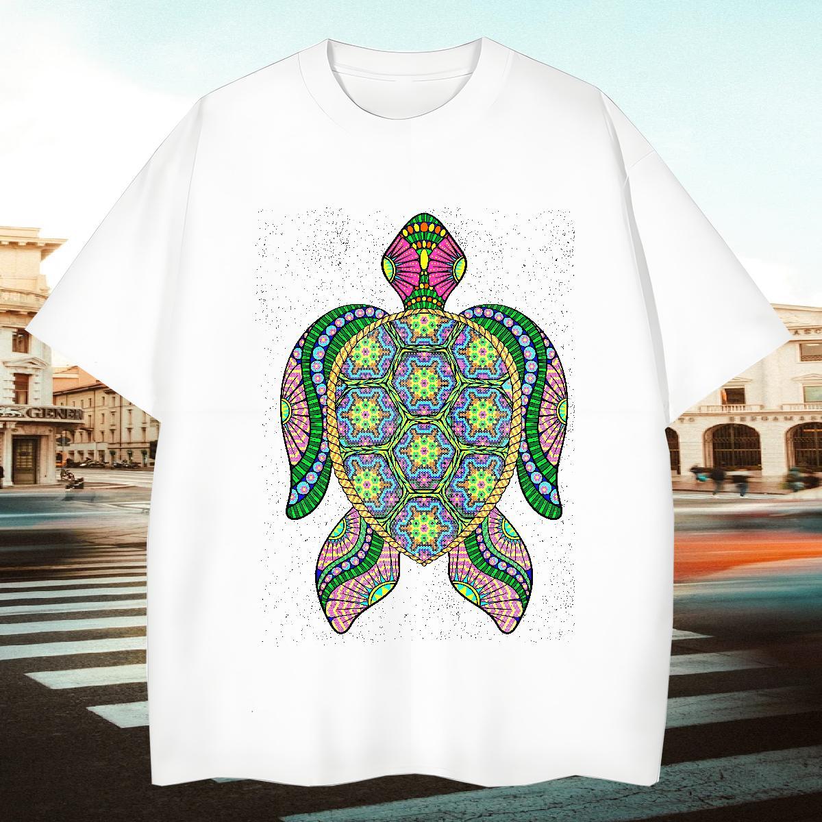 Popular Men Tshirts 100% Cotton 230g tortoise T-Shirts for Men Beach O Neck Short Sleeves Anime Free Shipping Top Tees