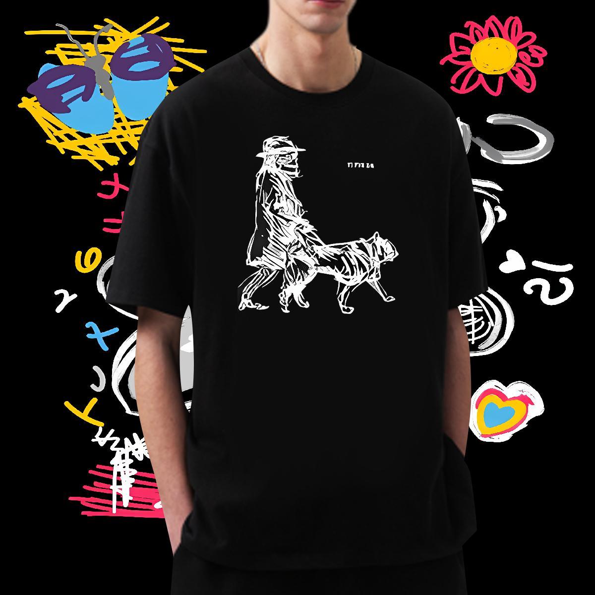 New Arrival Man T Shirts 230g Pure Cotton leopard,line Casual Daily Wear Tshirts O-Neck Short Sleeve Comfortable Tshirt for Man Woman Graphic