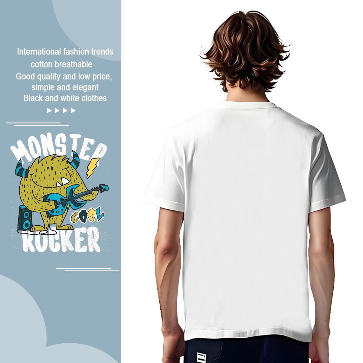 T-Shirts for Men 230g Cotton USA Casual Beach Breathable Crew Neck Custom Cartoon Men Tshirts DIY Cool Tee Shirt