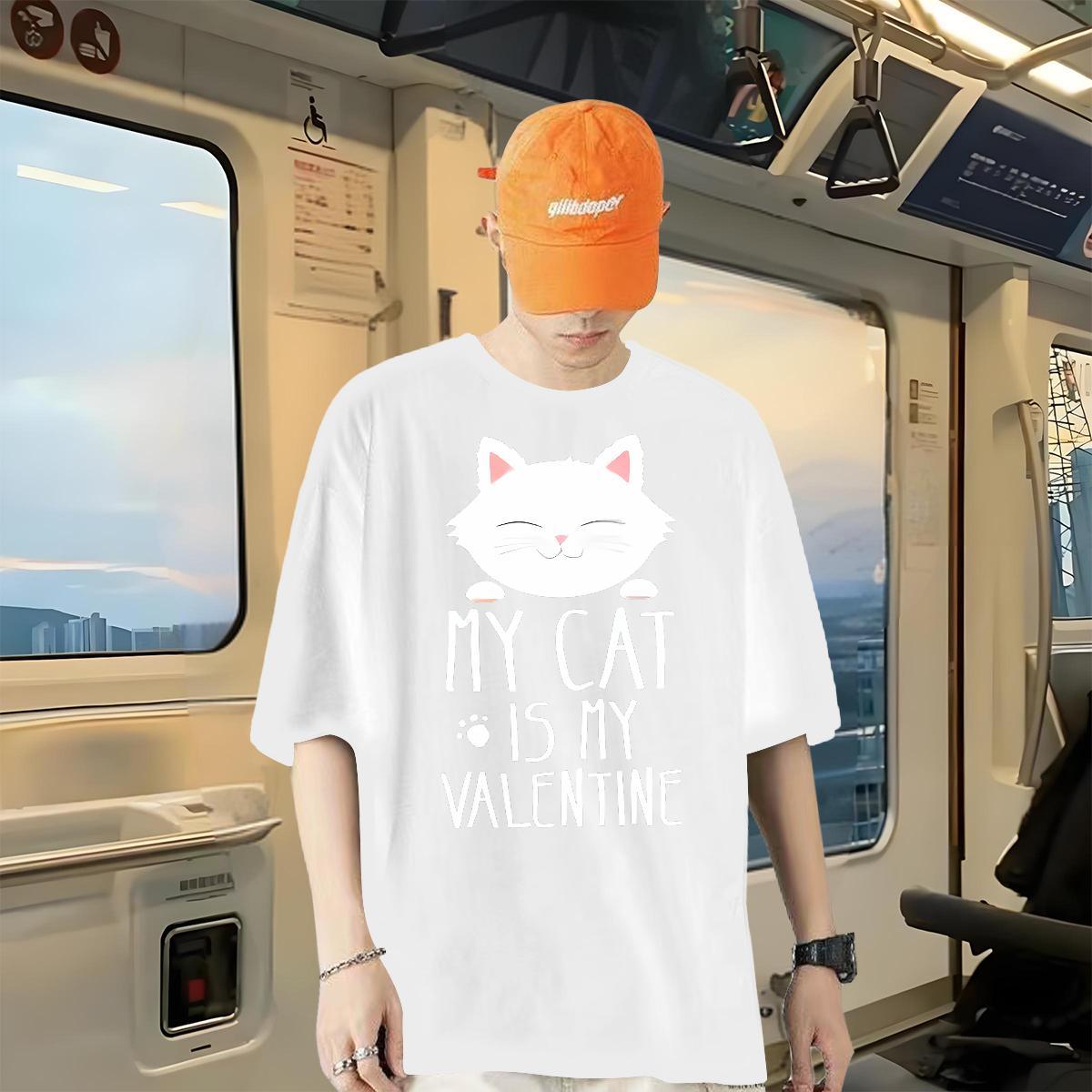 2024 DIY T Shirt For Man 230g Pure Cotton cat Street Wear Tops Tees Round Neck Short Sleeve TOP Quality Mens Tshirts DIY Printed