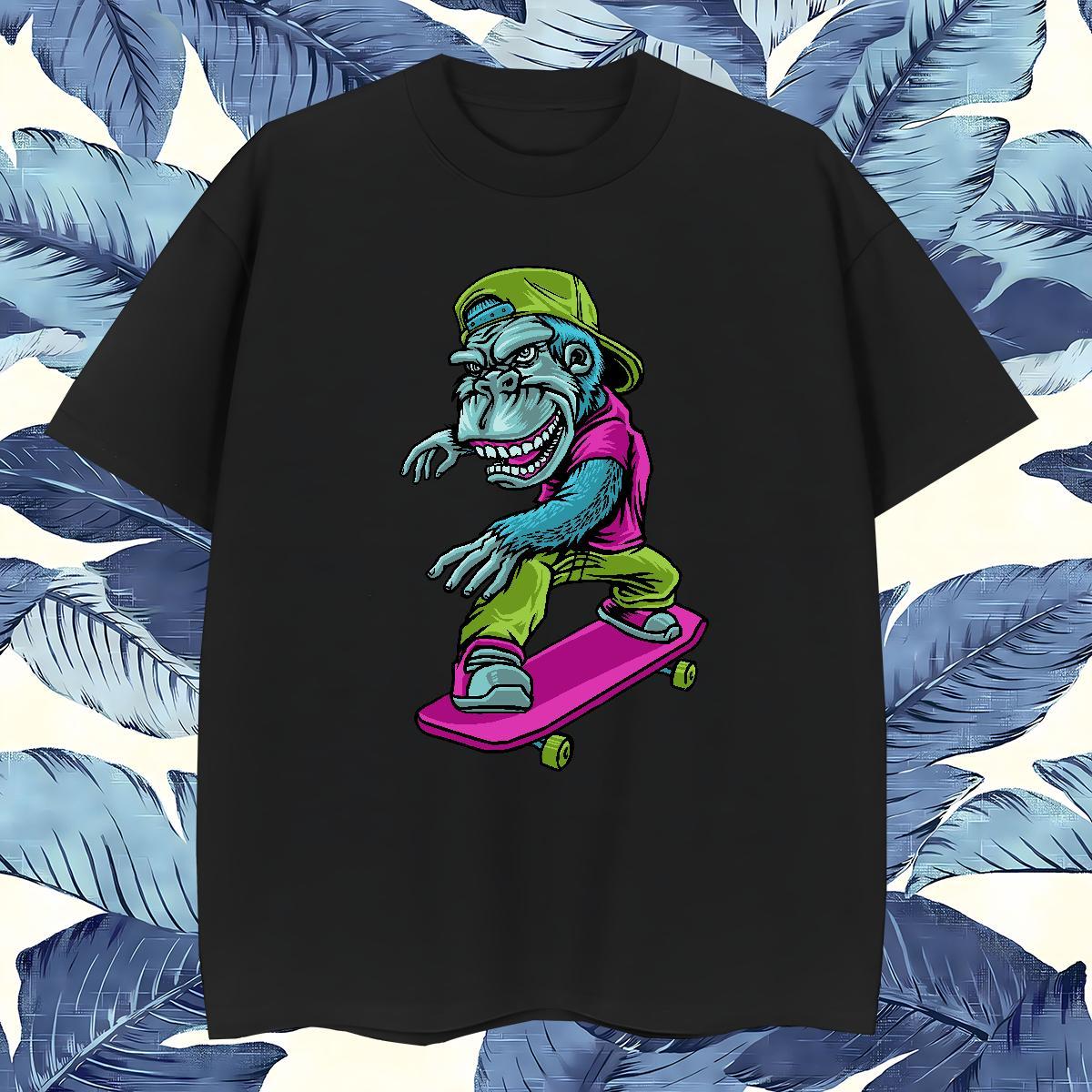 Wholesale Couples T Shirts 230g 100% Cotton chimpanzee Man T Shirts Spring Summer Short Sleeve O-Neck White Plus Size New Tee Shirt