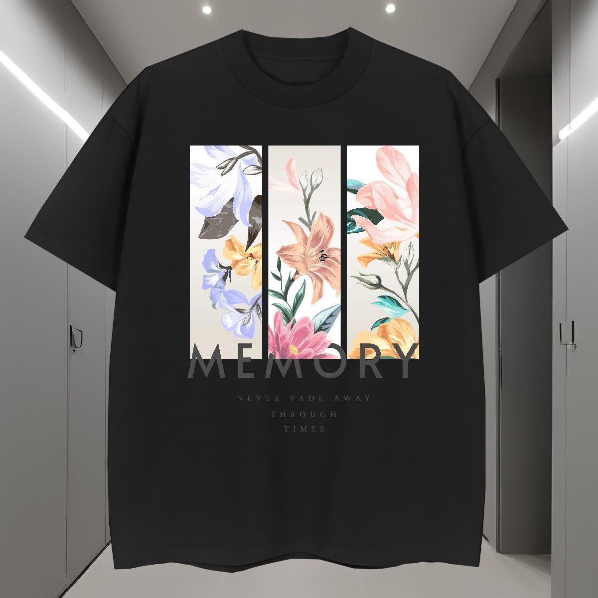 T Shirts Men 230g 100% Cotton flower Spring Summer Breathable Crew Neck Oversized Men Tshirts Fashion Free Shipping Tees Shirts