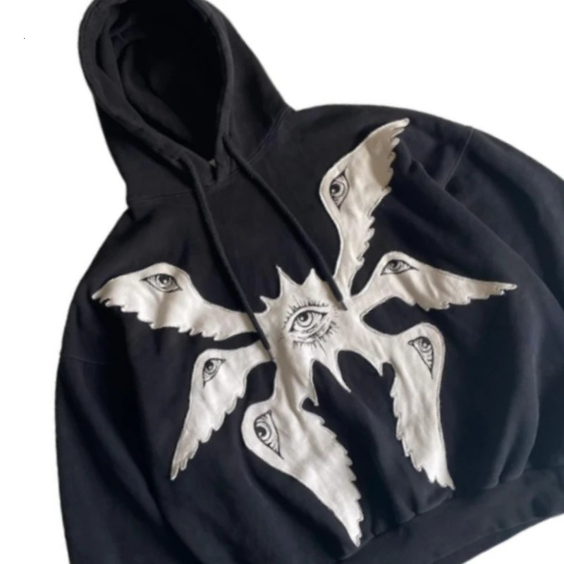 American Y2K vintage hoodies gothic pattern zip up hoodie winter womens mens hip hop long sleeve coats loose hooded sweatshirt 240806