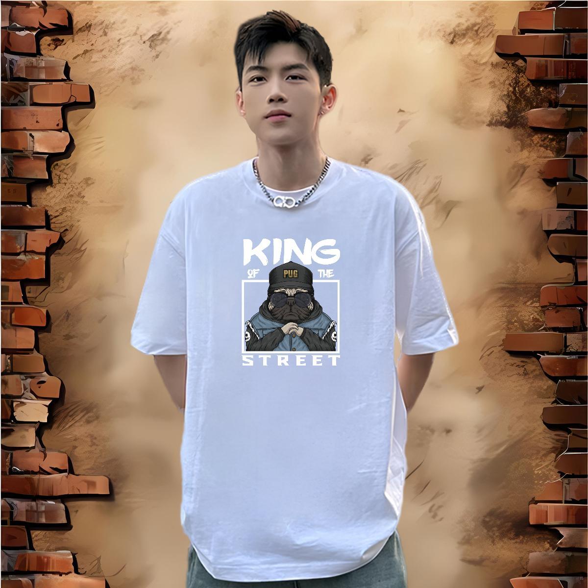 Customized T Shirt For Man 230g Cotton dog Casual Beach Tshirts Breathable Short Sleeve Wholesale Men Tops Tees DIY