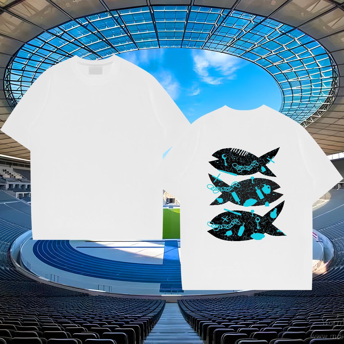 Cool Design Mens Tshirts 230g 100% Cotton fish Man T Shirts Outdoor O Neck Short Sleeves Custom Anime Fashion Casual Wear