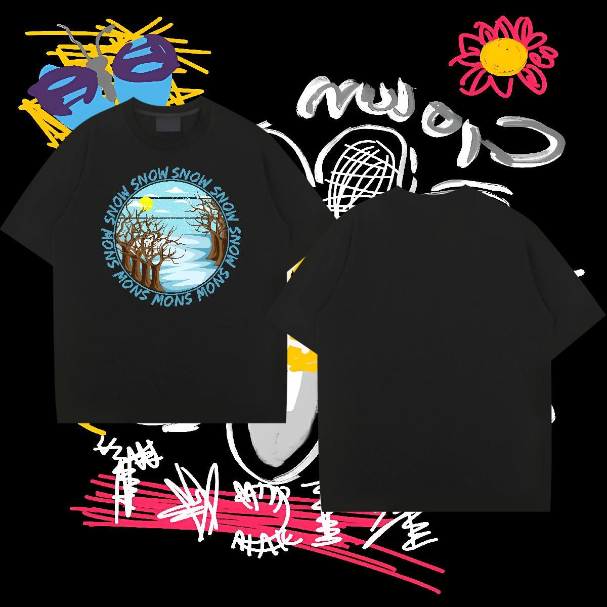 Factory Direct Man T Shirts 100% Cotton 230g tree Hip Hop Street Clothings Breathable Short Sleeve Designer Mens Tshirts Black White