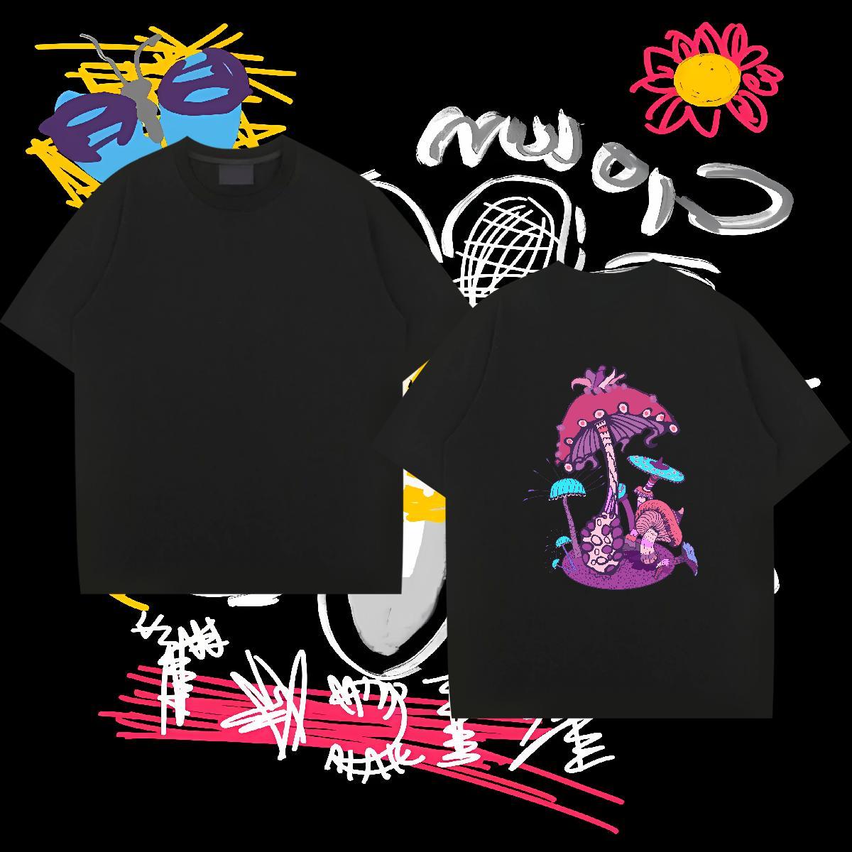 Casual New T-Shirts for Men 230g Pure Cotton mushroom Outdoor Tops Tees Short Sleeve Soft Comfortable Men Tees Customized Print