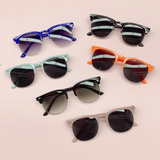 New Childrens Vintage Sunglasses Boys half Frame Square Sun Glasses Girls Decorative Rice Nail Eyewear Kids Oculos De Z260305