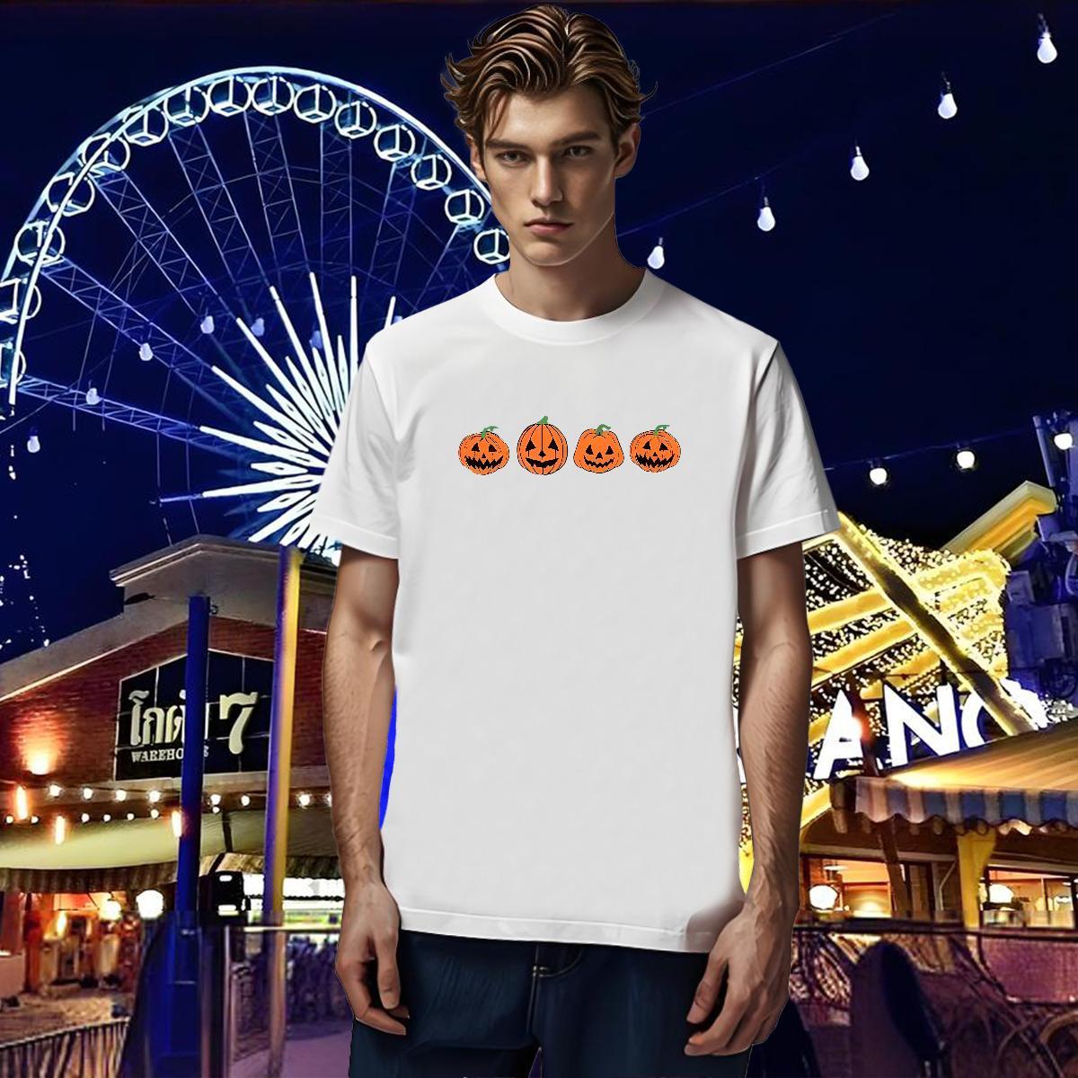 Man T Shirts 100% Cotton 230g halloween Sports Casual Breathable Crew Neck White Plus Size Men Tshirts 2024 Summer Unisex Wear