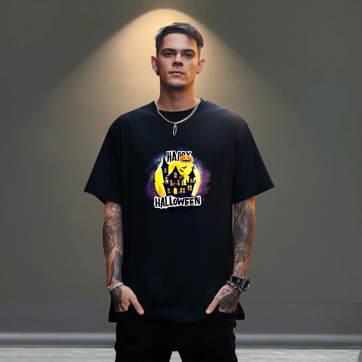 2024 DIY Man T Shirts 230g Pure Cotton Hip Hop Street Tees Short Sleeve Soft Loose Tshirts Black White