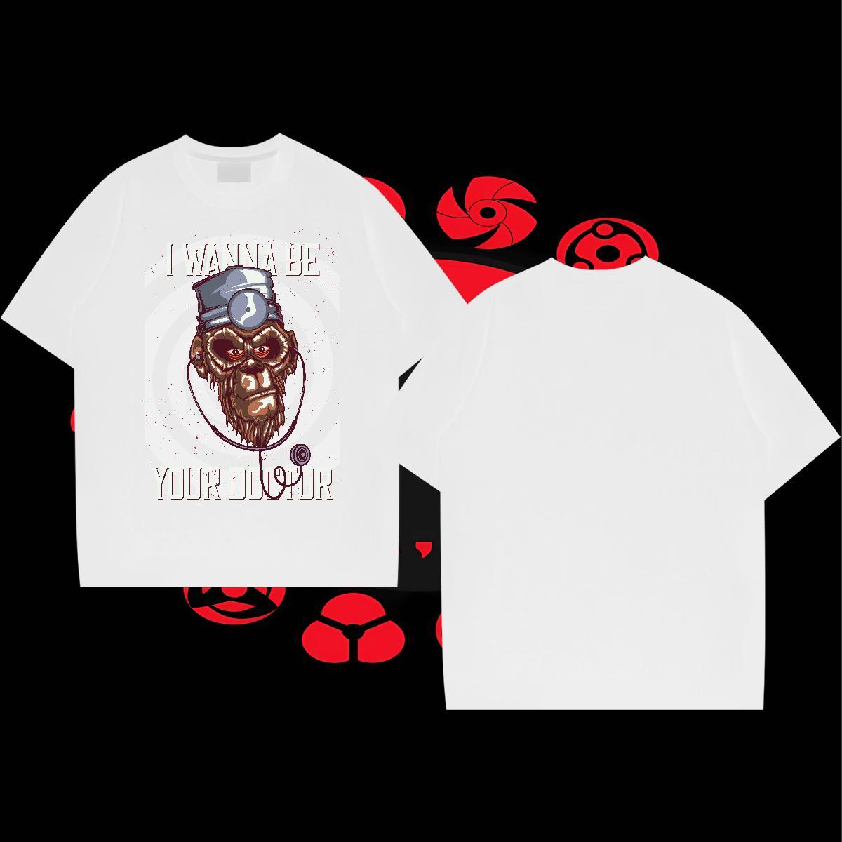 Brand Couples T Shirts 230g Cotton Street wear Hip Hop chimpanzee DIY Breathable Crew Neck Casual New Men T Shirts Tops