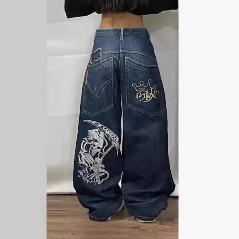 Deeptown Vintage Y2k Oversized Jeans Harajuku Streetwear Hip Hop Embroidery Denim Pants Baggy Japanese 2000s Gothic Trousers 240806
