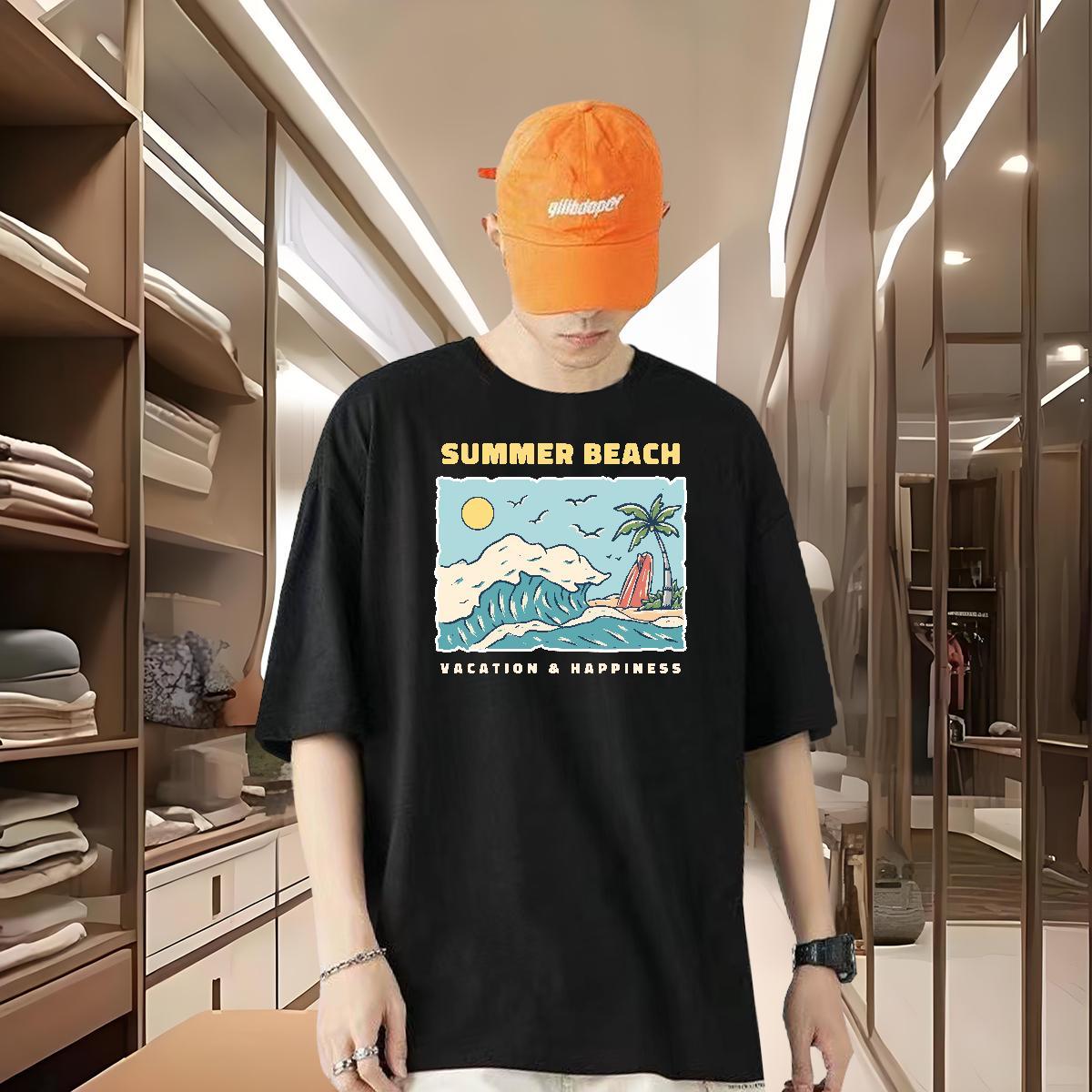 Brand T shirt 230g 100% Cotton tree Anime Printing Street Polos O-Neck Short Sleeve Loose Men Tshirts Customized