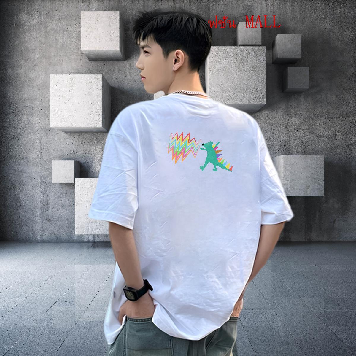 2024 New T Shirt For Man 230g 100% Cotton dinosaur Street Wear Clothes Breathable Short Sleeve TOP Quality Tshirts Custom Big Size