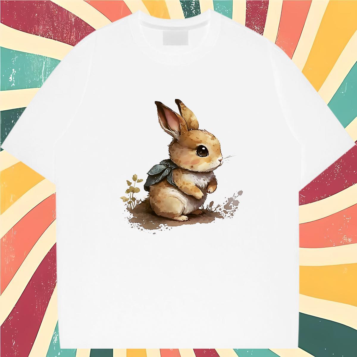 Fashion Design T shirt 230g Cotton rabbit Outdoor Tees Shirts Breathable Soft Designer Men Tees Cartoon Print