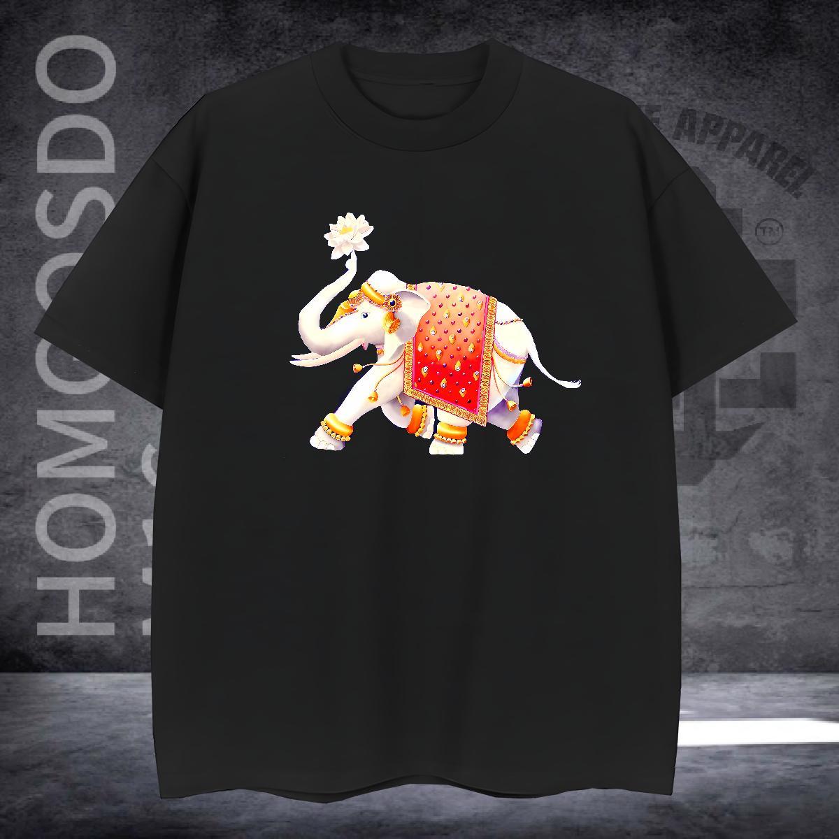 Fashion New T-Shirts 230g Cotton elephant Daily Wear Tees O-Neck Short Sleeve Designer Men Tops Tees Oversized 3XL 4XL