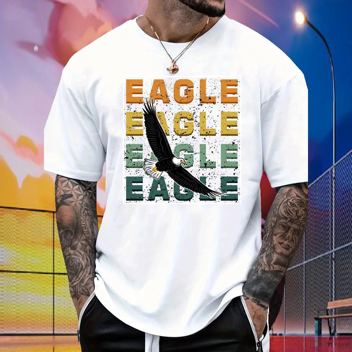 New Designer T Shirts Men 230g Cotton eagle Daily Outfit Tshirts Pure Cotton Loose Fit Mens Tshirts Customized Print