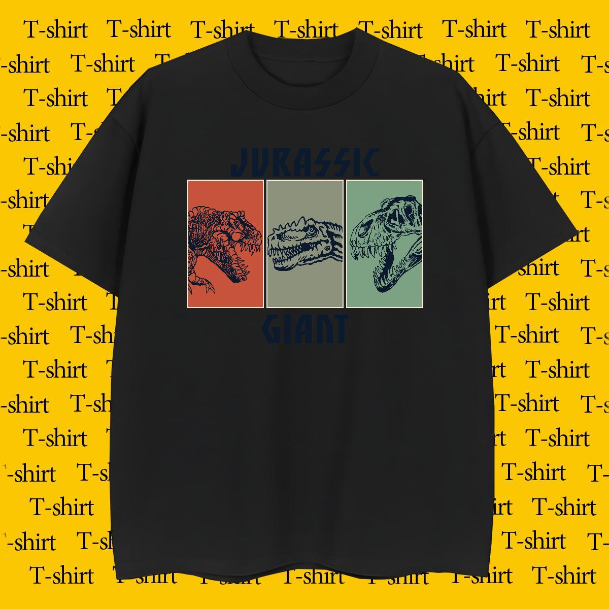 Man T Shirts 230g Pure Cotton dinosaur Daily Outfit O-Neck Short Sleeve Plus Size Custom Men Tees Free Shipping High Quality Clothings