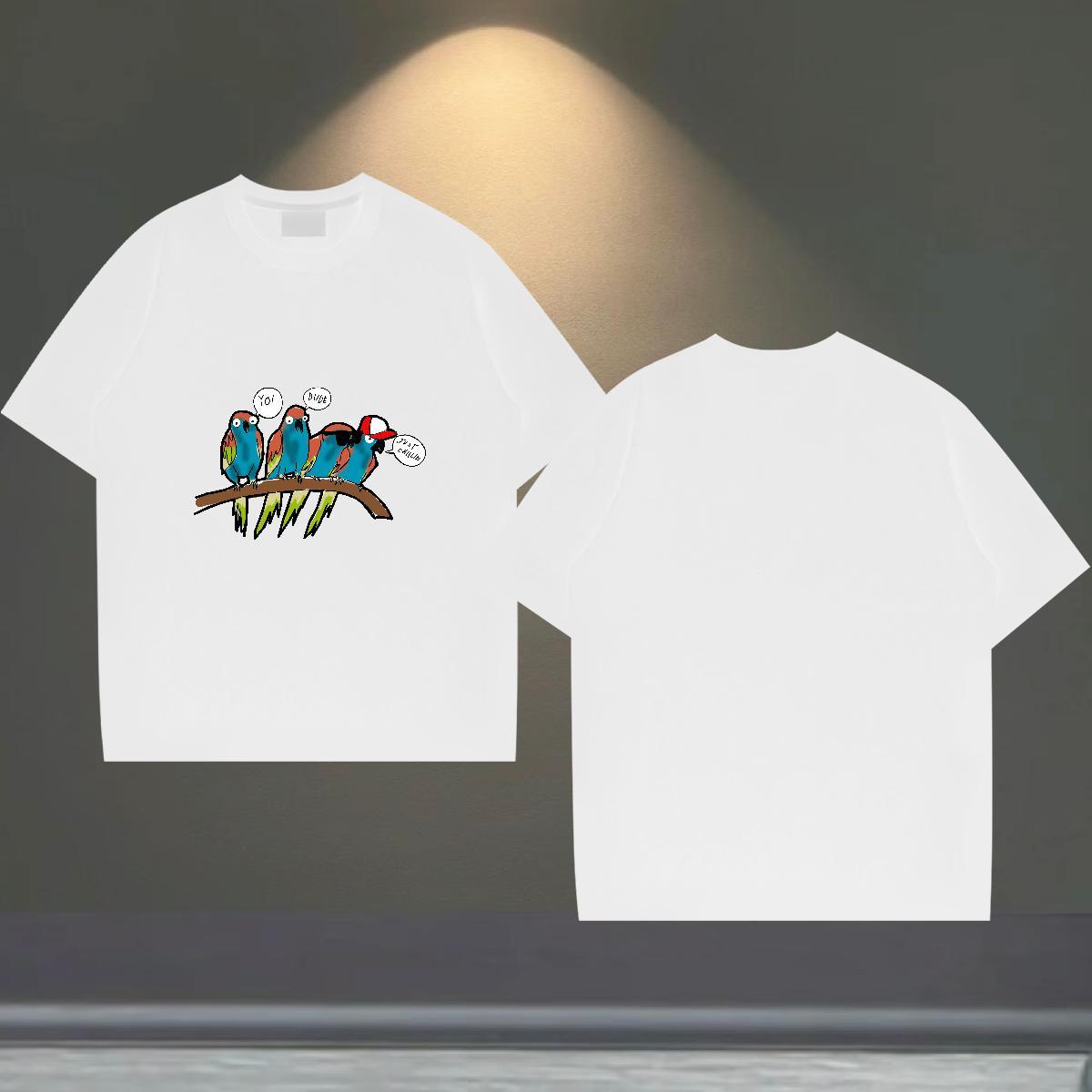 Wholesale Men T Shirts 230g 100% Cotton bird Home Outdoor Wear Breathable Short Sleeve Free Shipping Couples T Shirts DIY Anime