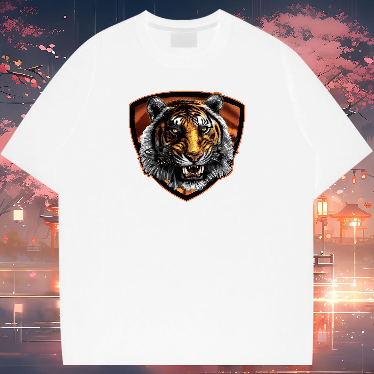 T Shirts Men 230g Pure Cotton tiger Casual Beach Breathable Short Sleeve Oversized 3XL 4XL Mens Tshirts Free Shipping Soft Tops Tees