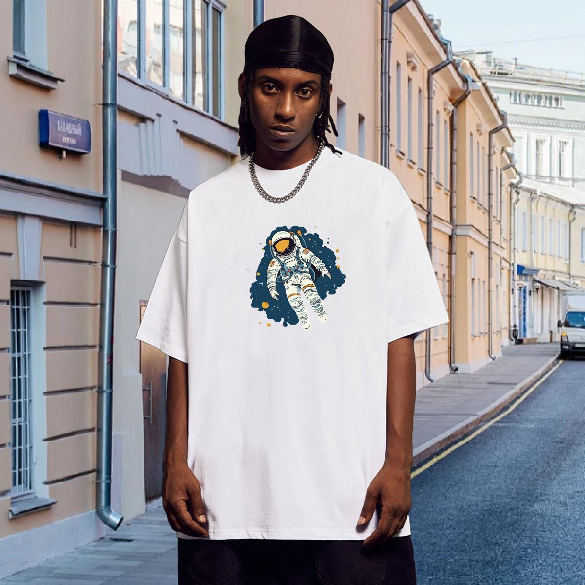 Mens T Shirts 100% Cotton 230g universe Hip Hop Breathable Crew Neck Custom Printed Men Clothes T-Shirt DIY Customized Wholesale Top Tees