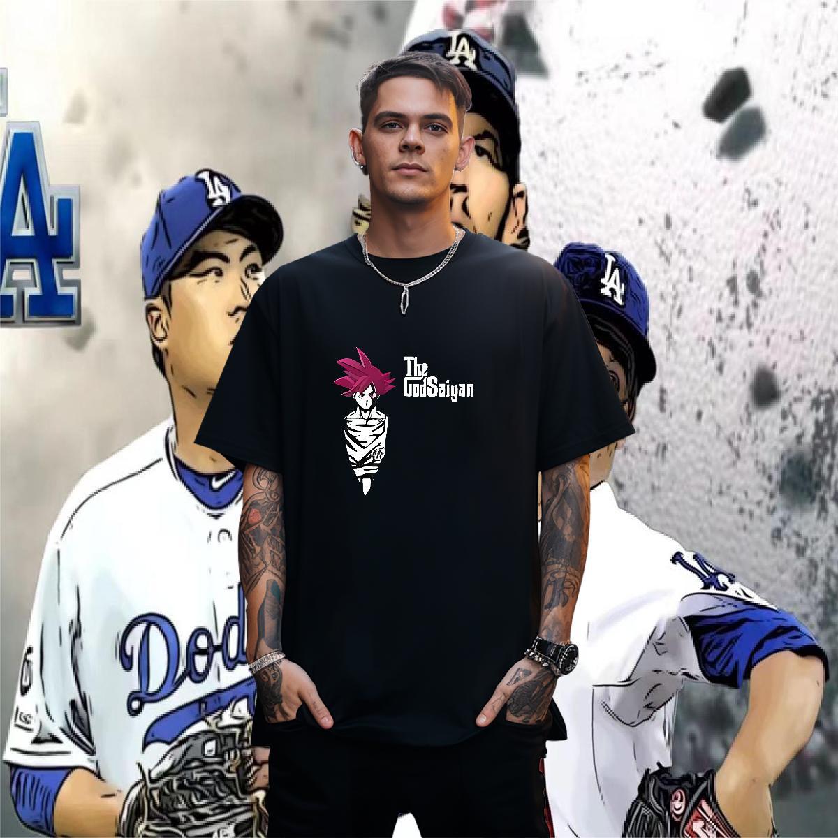 T Shirts Men 230g 100% Cotton cartoon Beach O-Neck Short Sleeve Oversized 3XL 4XL Men Tees 2024 New Loose Tees Shirts