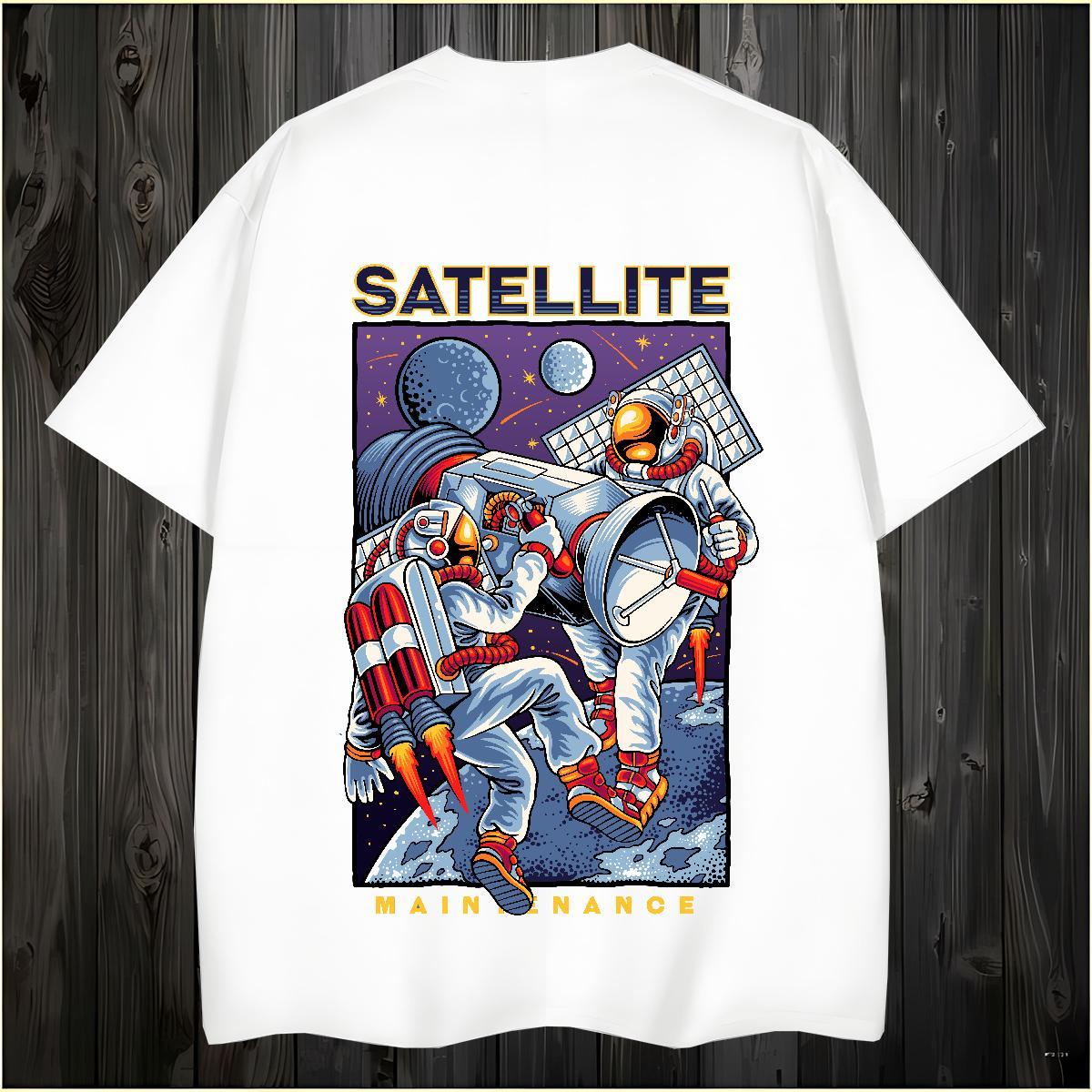 Man T Shirts 230g Pure Cotton spaceman Beach Breathable Short Sleeve Skull Couples T Shirts Casual New Classic Tops Tees