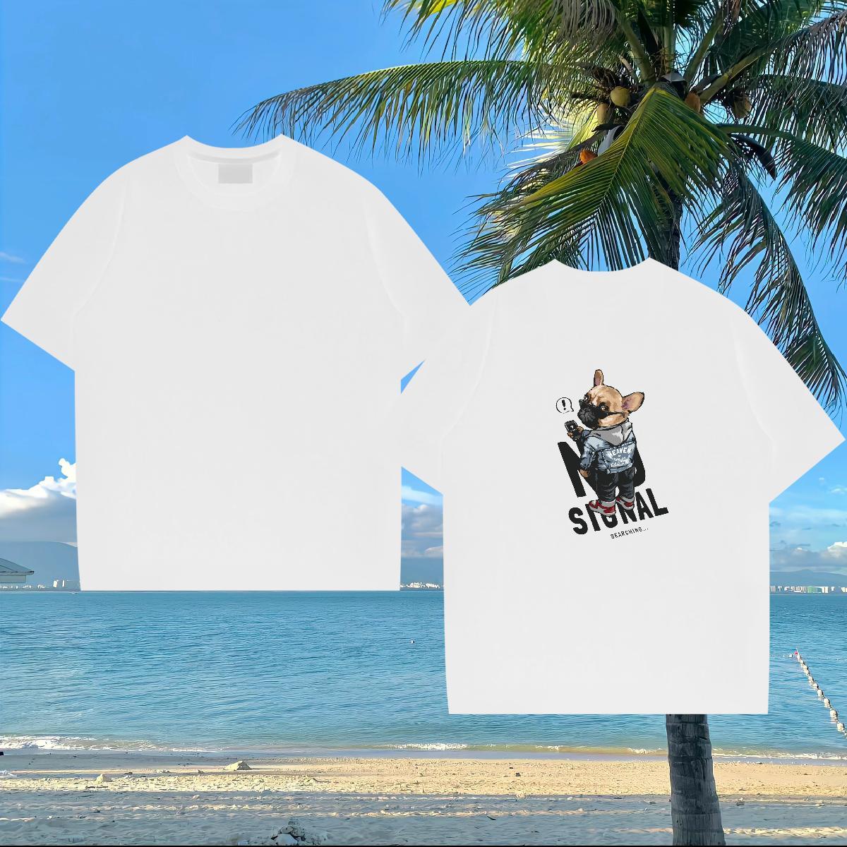2024 Man T Shirts 230g 100% Cotton dog Casual Tee Shirt Short Sleeve O-Neck Brand Mens Tshirts Cartoon Printing L-4XL