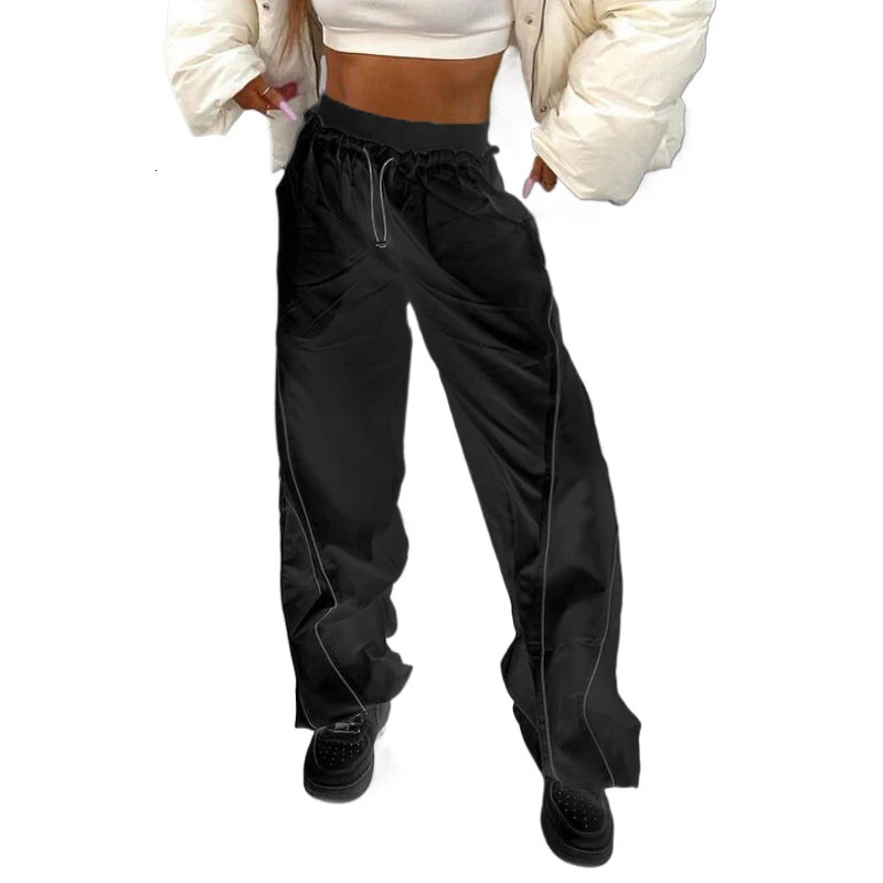 Parachute Cargo Pants Women With Pockets Quick Dry Hiking Pants Lightweight Waterproof Baggy Joggers Loose Wide Leg Pants 240806