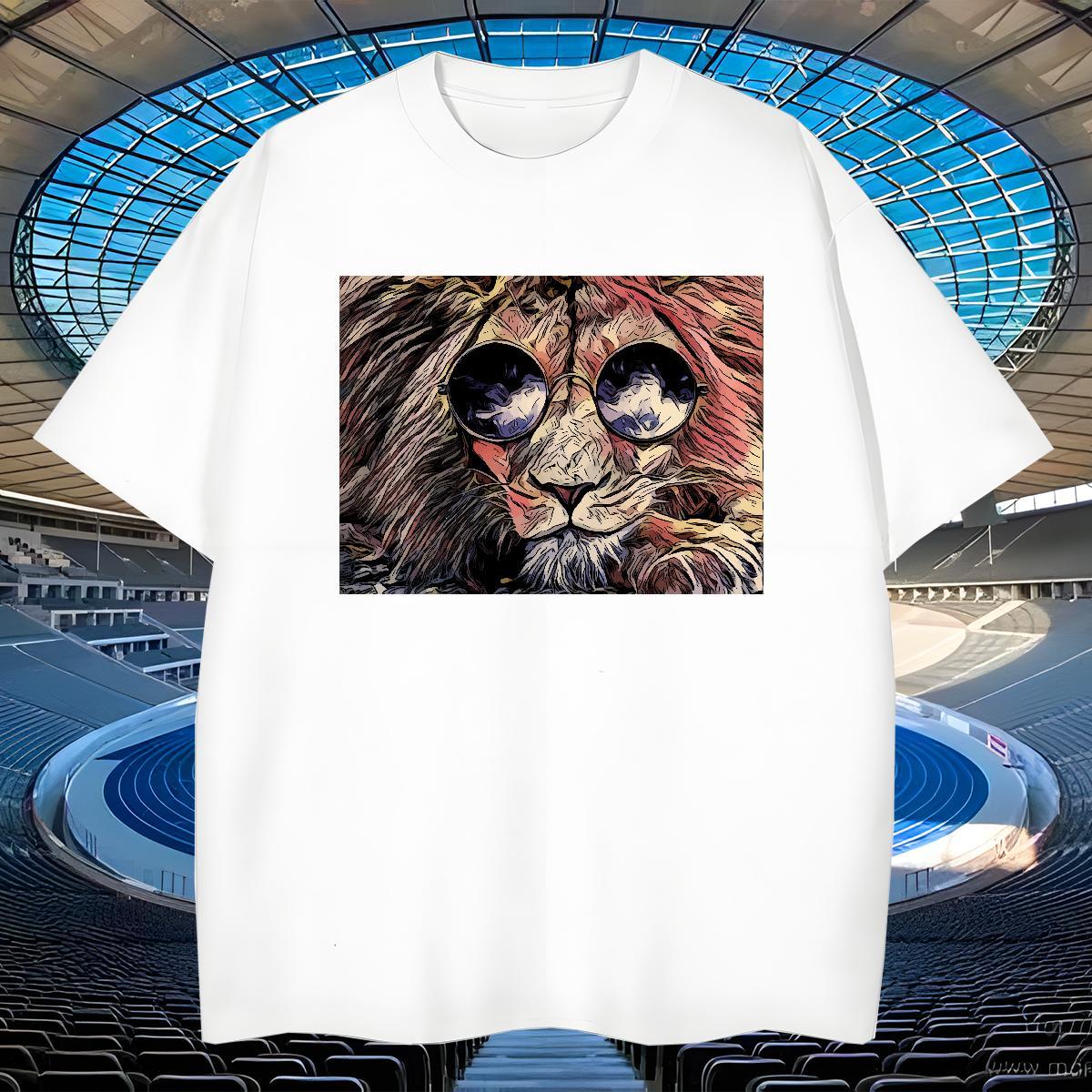 Loose Fit Men Tshirts 230g Cotton lion Men T Shirts Hip Hop Short Sleeve O-Neck Anime Free Shipping Tee Shirt