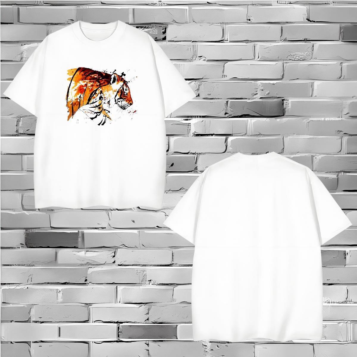 Designer T Shirt For Man 230g 100% Cotton tiger Street wear Hip Hop Wear Pure Cotton Cool Design Couples T Shirts DIY Anime