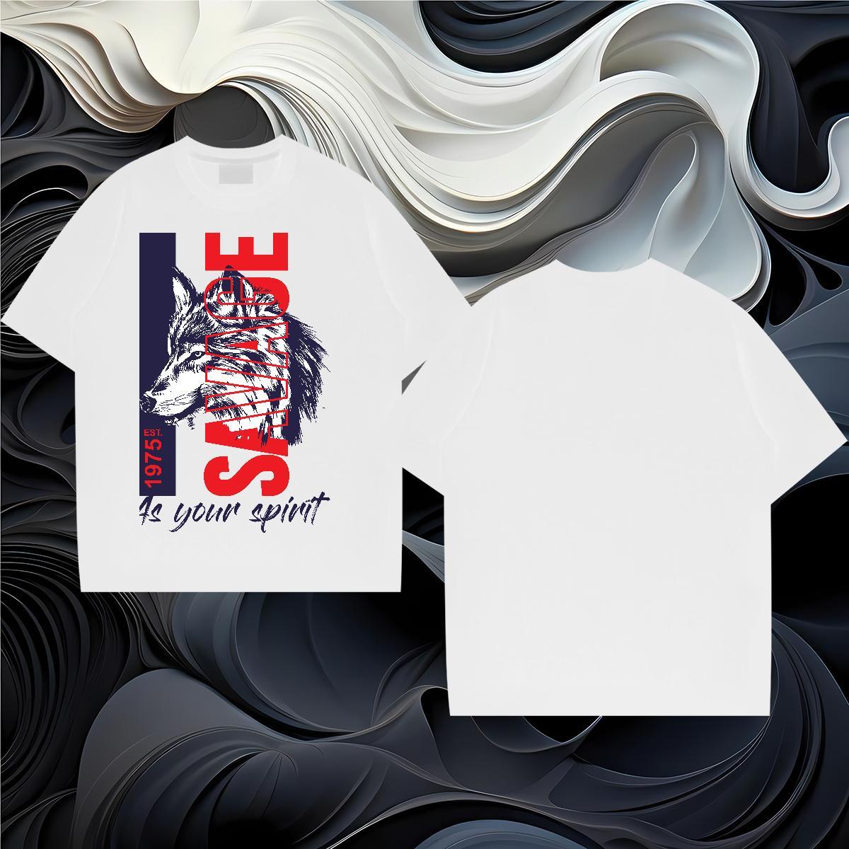 Designer Fashion Men T Shirts 230g Cotton wolf Spring Summer Tees O Neck Short Sleeves Comfortable Men Clothes T-Shirt Customized Print