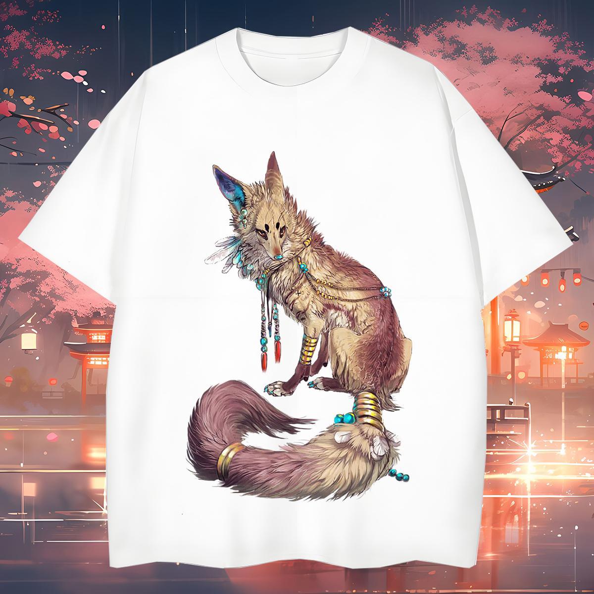 T Shirt For Man 230g Cotton wolf Daily Wear Crew Neck Oversized 3XL 4XL Men Clothes T-Shirt Stylist Soft Tees