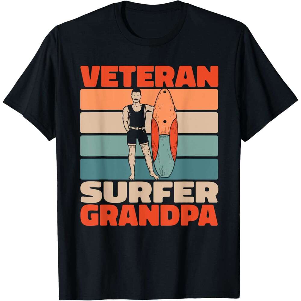 T shirt Mens Retro Surfer Waves - Surfrider Vintage Surfing Grandpa T-Shirt shirts tshirt graphic tee Casual tops summer clothes Short sleeve Free shi