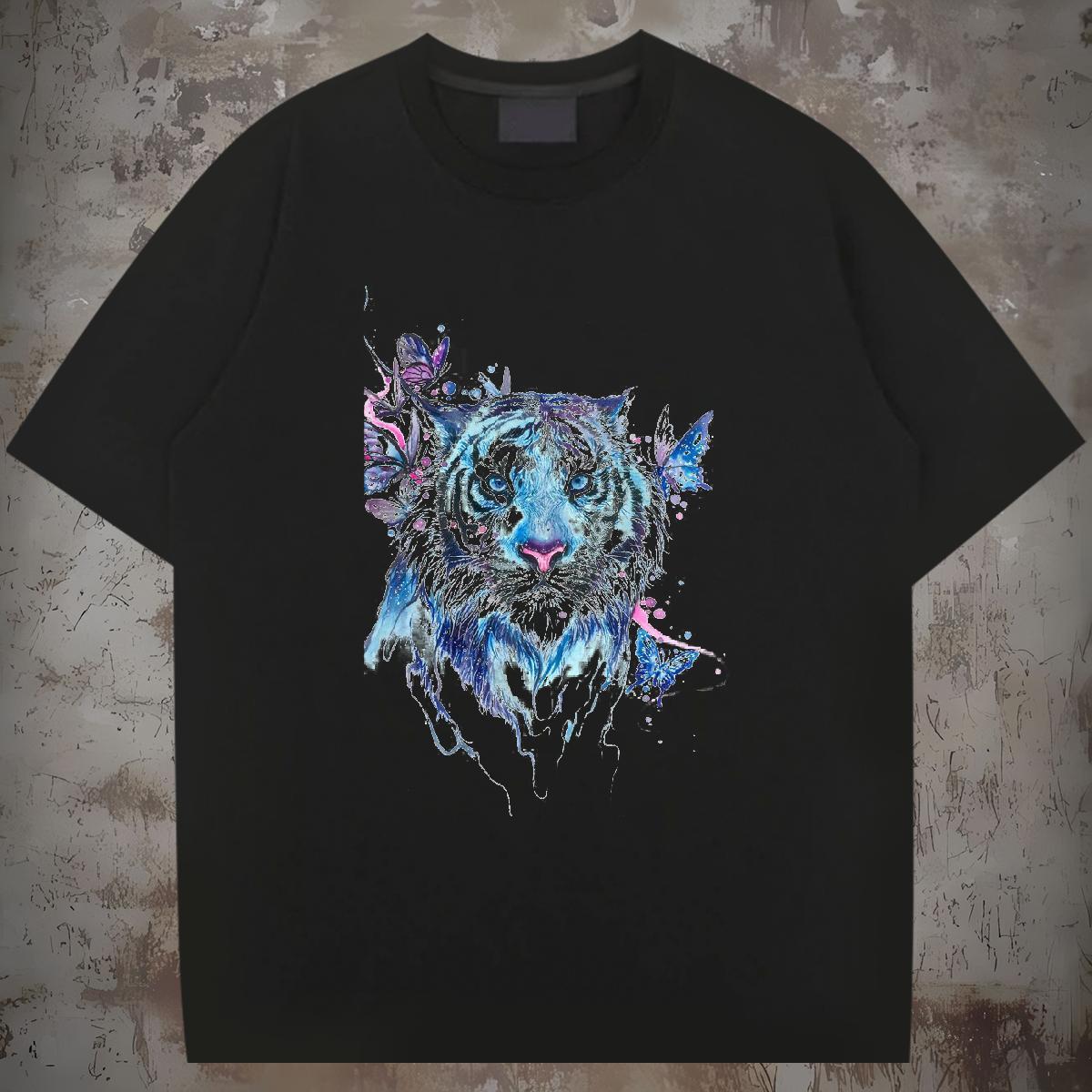 Free Shipping T shirt 100% Cotton 230g tiger Sport Tops Shirt Short Sleeve Soft Wholesale Tshirts DIY Printed