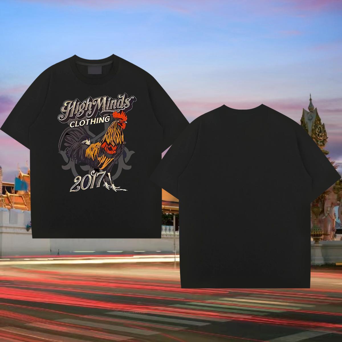 New Designer T-Shirts for Men 230g Cotton chicken Sport Clothings Round Neck Short Sleeve Loose Tshirts Custom Print Plus Size