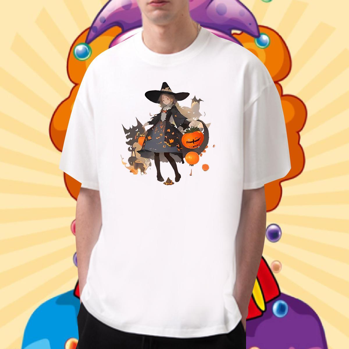 Casual New T-Shirts for Men 230g Pure Cotton pumpkin Spring Summer Tops Breathable Soft Designer Men Clothes T-Shirt Anime Print