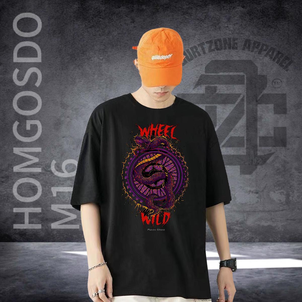 Designer Men T Shirts 230g Pure Cotton snake High Street Hip Hop Tees Shirts Breathable Crew Neck Cool Men Tshirts Custom Printed