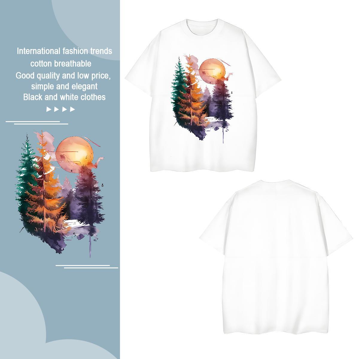 Mens T Shirts 230g Cotton tree Street Casual Short Sleeve Soft Customized Men Tees Classic Casual Brand Clothings