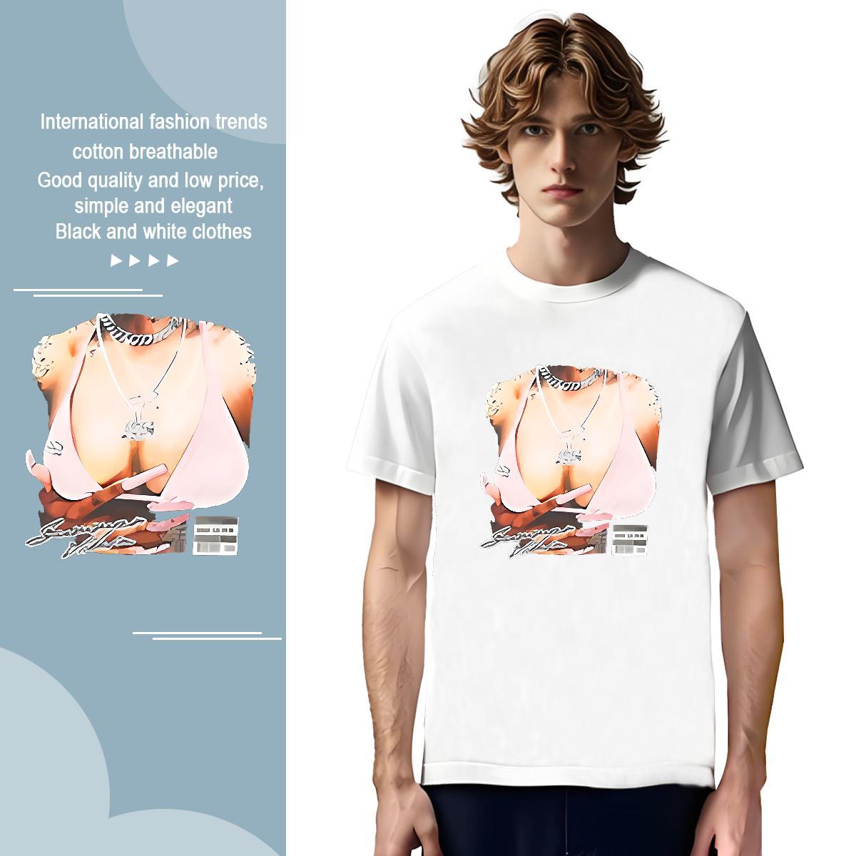 T shirt 230g Cotton chest High Street Hip Hop Short Sleeve Soft Oversized Mens Tshirts 2024 Summer Brand Tees